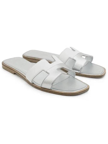 Oran Slippers 36 5 Silver White 4HA0565 - HERMES - BALAAN 1