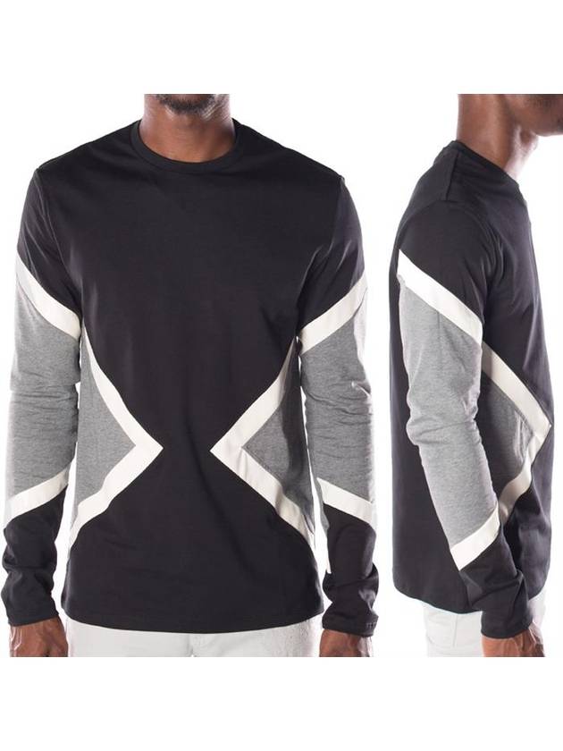 Men's Geometric Sweatshirt Black Grey - NEIL BARRETT - BALAAN 2