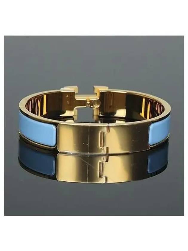 CLIC Click Ash gold plated blue color PM bangle bracelet - HERMES - BALAAN 4