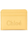 Sense Embroidered Logo Calfskin Card Wallet Yellow - CHLOE - BALAAN 2