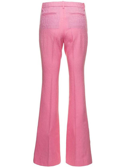 Women's All-Over Logo Pleated Front Wool Straight Pants Pink - VERSACE - BALAAN 2