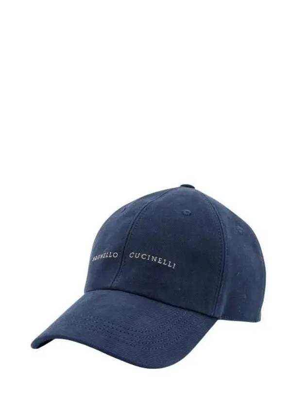 Embroidered Logo Cotton Ball Cap Blue - BRUNELLO CUCINELLI - BALAAN 3