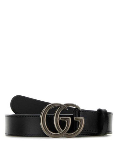 GG Marmont Thin Leather Belt Black - GUCCI - BALAAN 1