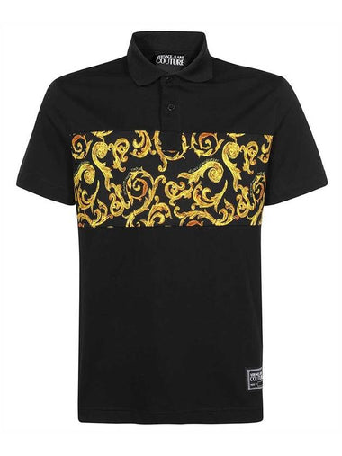 Jeans Couture Baroque Print Cotton Polo Shirt Black - VERSACE - BALAAN 1