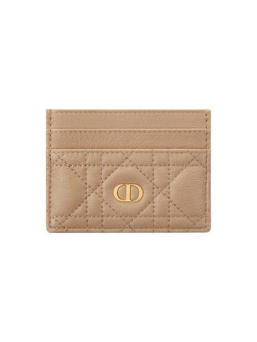 Caro 5 Slot Supple Cannage Calfskin Card Wallet Biscuit - DIOR - BALAAN 1