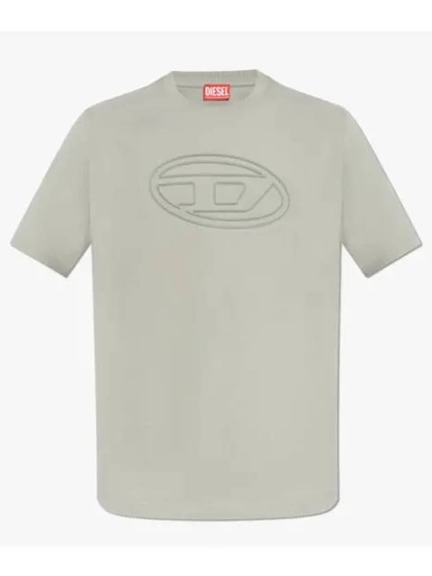 Embossed Oval D Short Sleeve T-Shirt Light Grey - DIESEL - BALAAN 2