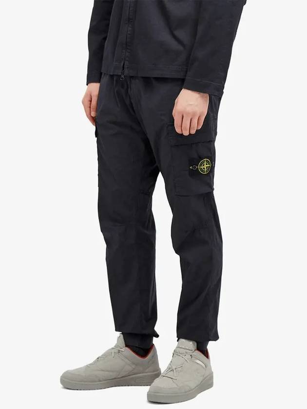 Stretch Cotton Tela Paracadute Cargo Straight Pants Navy Blue - STONE ISLAND - BALAAN 3