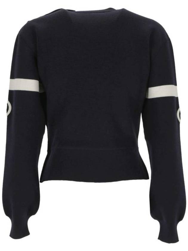 Logo Wool Long Sleeve T-Shirt Navy - GUCCI - BALAAN 4