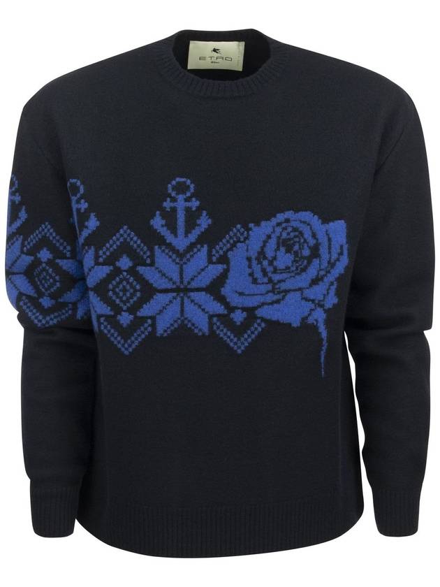 Men's Flower Knit Top Blue - ETRO - BALAAN 2