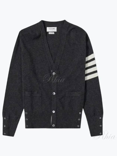 Men's Diagonal Classic Cashmere Cardigan Dark Grey - THOM BROWNE - BALAAN 2