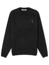 Embroidered Logo Crew Neck Knit Top Black - ACNE STUDIOS - BALAAN 2