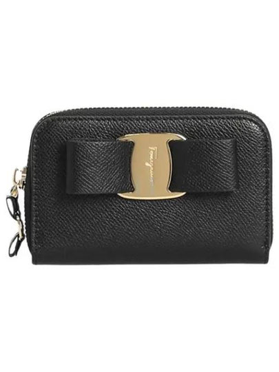 Vara Bow Zipper Card Wallet Black - SALVATORE FERRAGAMO - BALAAN 2