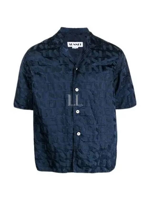 Monogram Logo Jacquard Short Sleeve Shirt Dark Navy - SUNNEI - BALAAN 2