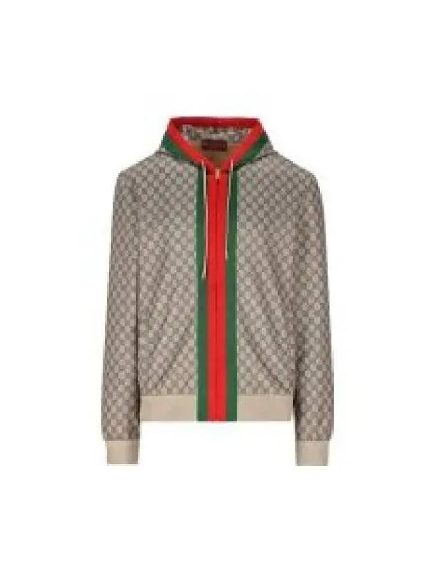 Web Technical Jersey Zip Jacket Beige Ebony - GUCCI - BALAAN 2