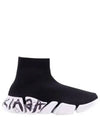 Speed ​​2.0 Graffiti Knit High Top Sneakers Black - BALENCIAGA - BALAAN 2