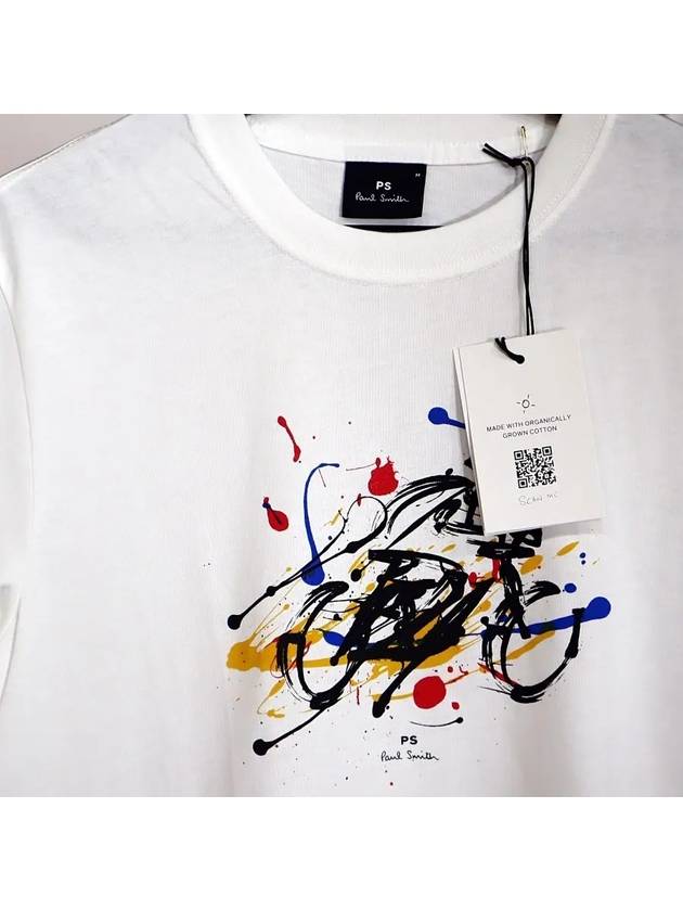 Cyclist Painting Cotton Short Sleeve T-Shirt White - PAUL SMITH - BALAAN 4