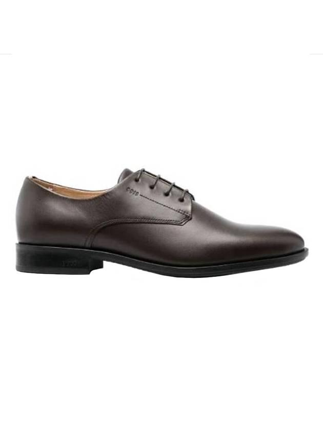 Men's Colby COLBY Embossed Logo Leather Derby Dark Brown - HUGO BOSS - BALAAN.