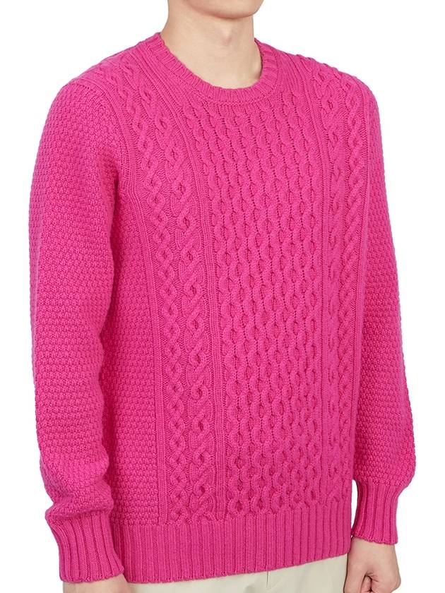 Crew Neck Lambswool Knit Top Pink - DRUMOHR - BALAAN 4