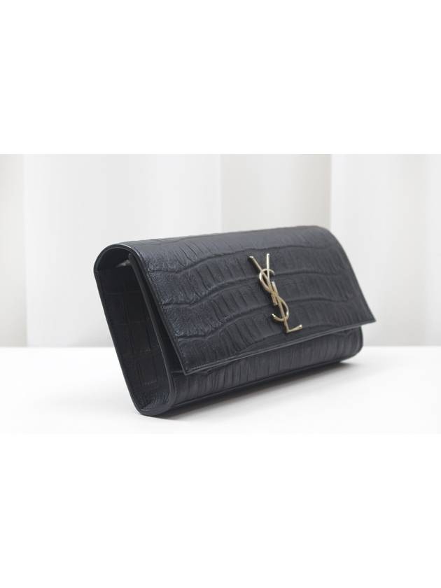 Crocodile leather gold logo flap clutch 326079 - SAINT LAURENT - BALAAN 4