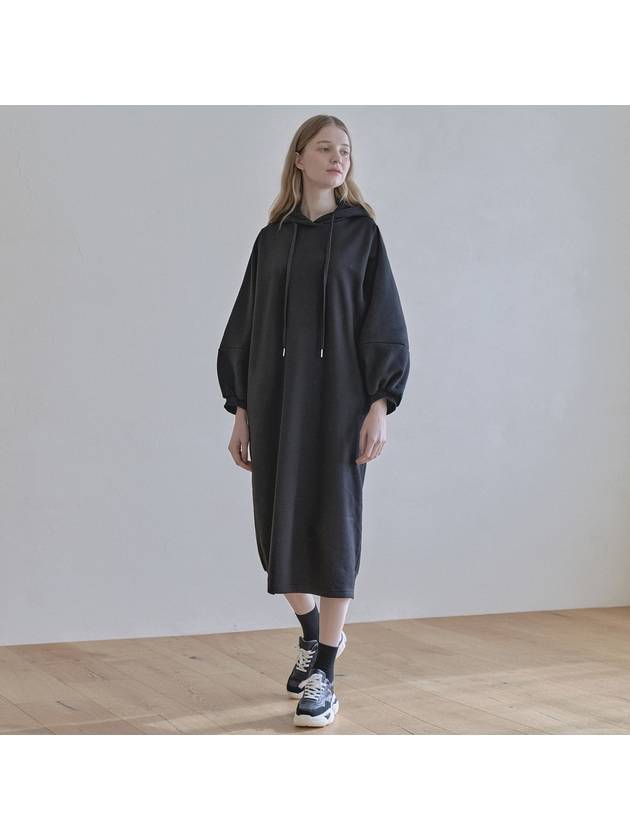 Volume Sleeve Long Hooded Dress Black - AVANT-G - BALAAN 5