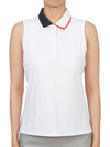 Women's Contrast Collar Silky Tech Nylon Sleeveless Polo Snow - G/FORE - BALAAN 2