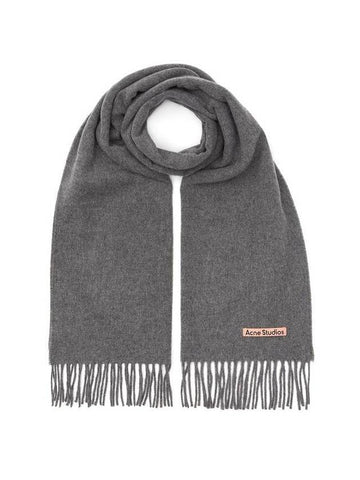 Logo Wool Fringe Scarf Grey - ACNE STUDIOS - BALAAN 1