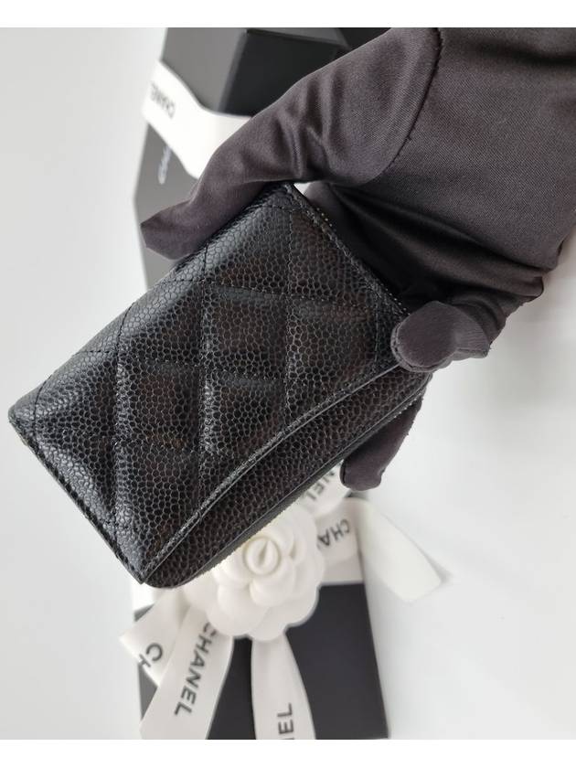 Classic Zipped Coin Purse Grained Calfskin & Gold Black - CHANEL - BALAAN 4