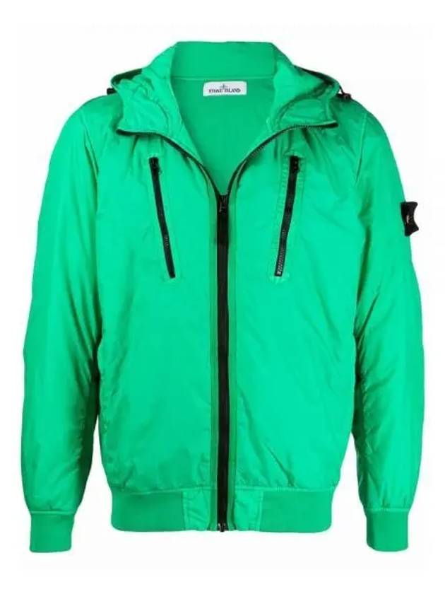 Garment Dyed Crinkle Reps Nylon Down Hooded Jacket Green - STONE ISLAND - BALAAN 2