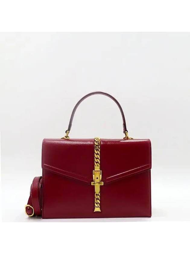 602781 Red Leather Sylvie 1969 Small Top Handle Tote Bag Shoulder Strap 2WAY - GUCCI - BALAAN 2