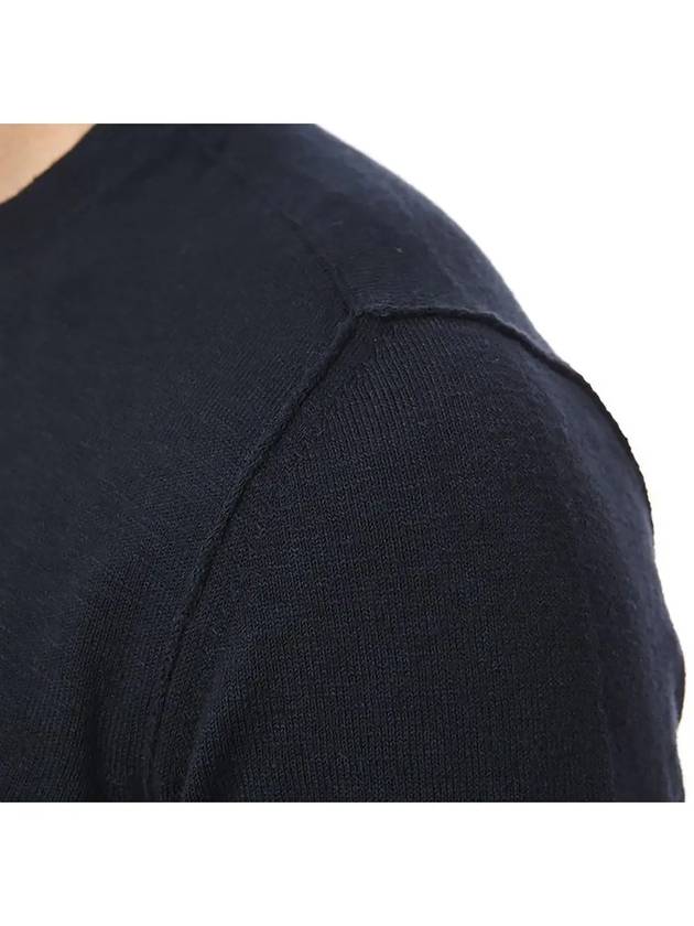 Compass Badge Ribbed Cotton Knit Top Navy - STONE ISLAND - BALAAN 7