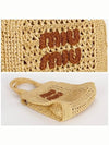 Raffia Effect Crochet Fabric Tote Bag Beige Cognac - MIU MIU - BALAAN 5