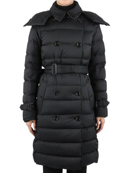 Women's Double Breasted Hooded Padded Black - BURBERRY - BALAAN 2