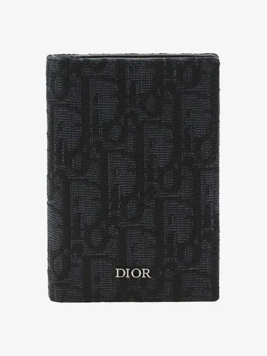 Bi-Fold Card Holder Black  Oblique Jacquard - DIOR - BALAAN 2