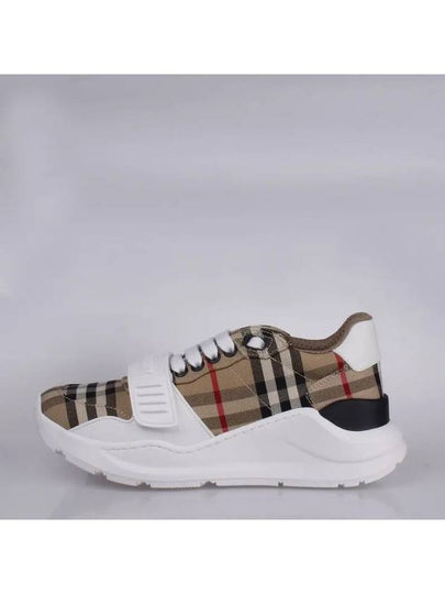 Vintage Check And Leather Sneakers White Archive Beige - BURBERRY - BALAAN 2