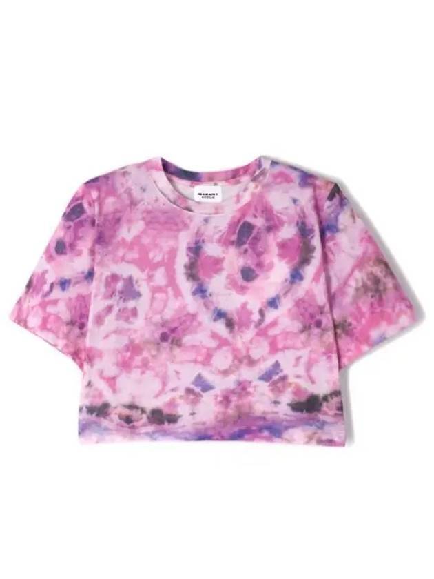 Zela Tie Dye Print Cropped Short Sleeve T-Shirt Pink - ISABEL MARANT - BALAAN 1