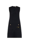 Sleeveless Wool Short Dress Black - GUCCI - BALAAN 2