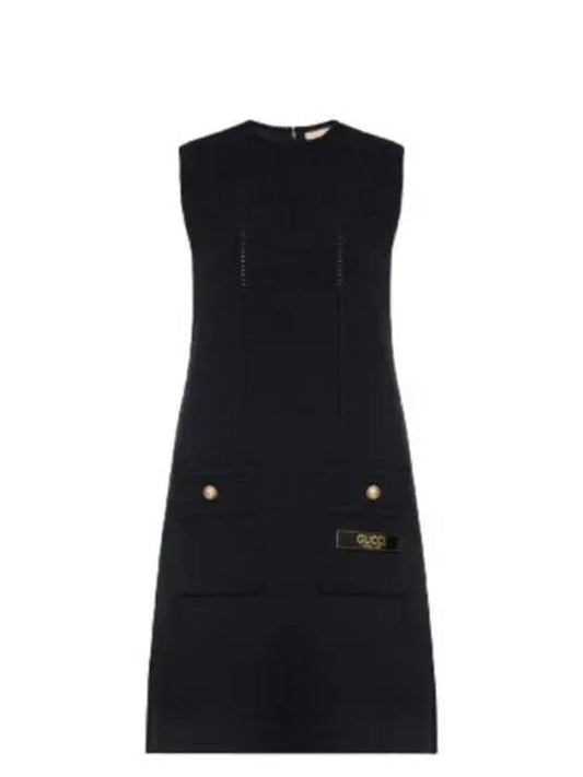 Sleeveless Wool Short Dress Black - GUCCI - BALAAN 2