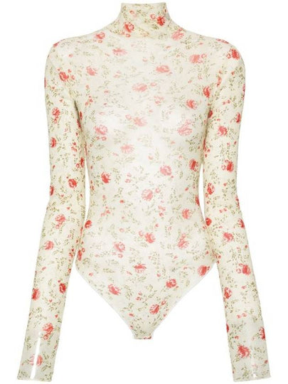 floral mesh bodysuit beige - PRADA - BALAAN 2