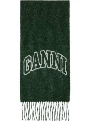 Green Fringe Wool Scarf 242144F028008 1149481 - GANNI - BALAAN 1