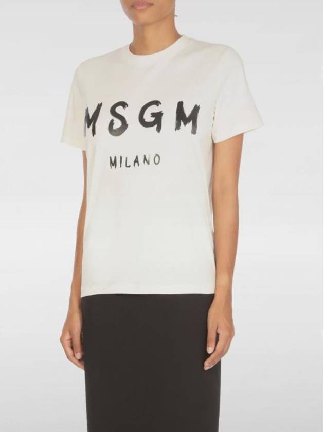 Brushed Logo Short Sleeve T-Shirt Ivory - MSGM - BALAAN 2