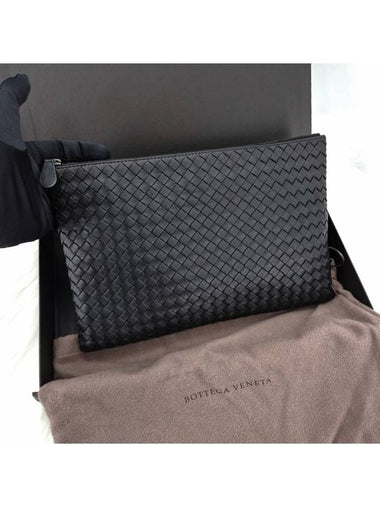 Intrecciato Clutch Bag Medium Black - BOTTEGA VENETA - BALAAN 1