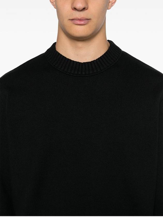 Round Neck Wappen Organic Knit Top Black - STONE ISLAND - BALAAN 6