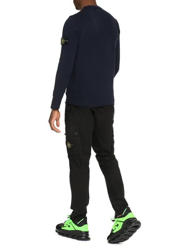 Logo Patch Crew Neck Cotton Nylon Knit Top Navy - STONE ISLAND - BALAAN 5