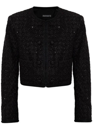 ROTATE Tweed Blazer With Shimmering Appliqués, Women's, Black - ROTATE - BALAAN 1