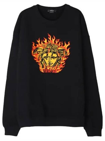 Medusa Flame Embroidery Sweatshirt Men - VERSACE - BALAAN 1