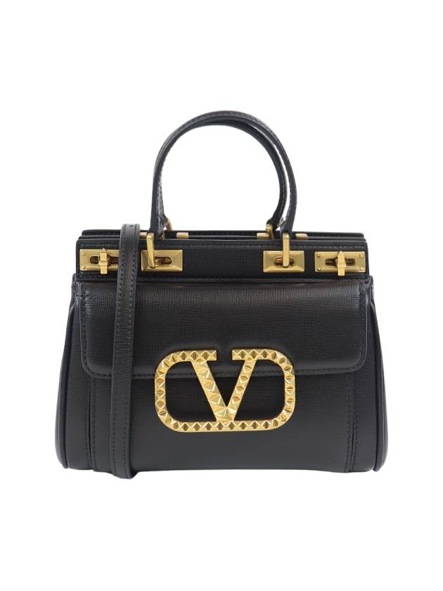 Rockstud Alcove Small Tote Bag Black - VALENTINO - BALAAN 2