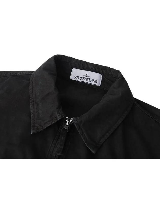 Organic Cotton Shirt Zip Up Jacket Black - STONE ISLAND - BALAAN 4