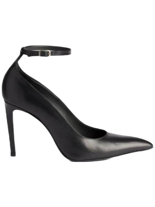 Women's Leather Strap Sandals Heel Black - AMI - BALAAN 1