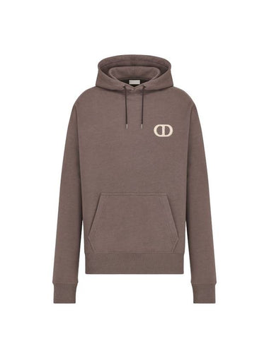 Cd Icon Embroidered Cotton Hoodie Brown - DIOR - BALAAN 1