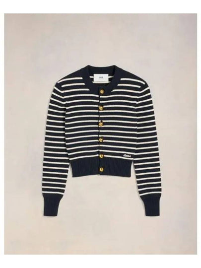 Striped Sailor Cardigan Off White Navy - AMI - BALAAN 2